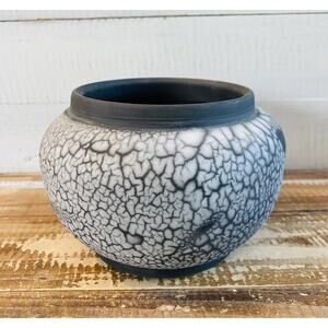 Vintage Crackle Studio Art Pottery Vase Signed Hart